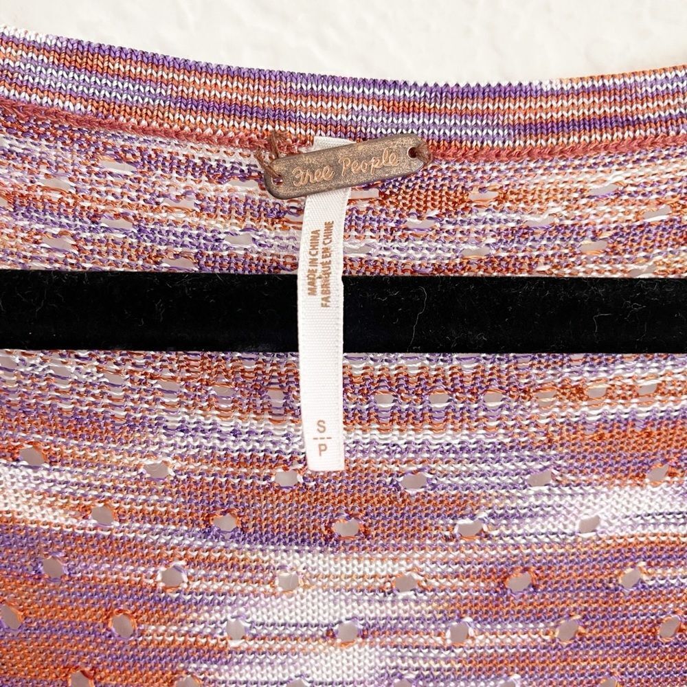 Free People Into The Night LS Tunic Cardigan Sweater Purple Multicolor. Small - Picture 5 of 8